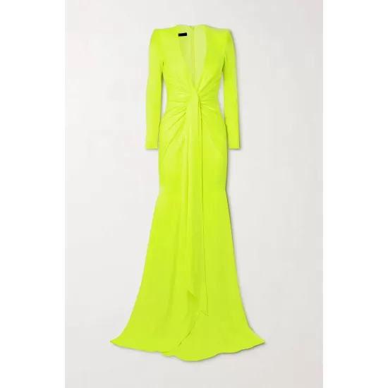 Long Sleeves Skinny Solid Color Tasseled Zipper V-Neck Maxi Evening Dresses