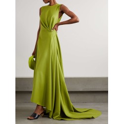 Solid Color Tied Waist Sleeveless Maxi Dresses