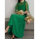 Contrast Color Split-Joint Lantern Sleeves High-Neck Cover-Ups Tops&Midi Dresses Suits