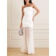 Bandeau Sleeveless Belted Pleated Solid Color Split-Joint Zipper Tube Evening Dresses Maxi Dresses