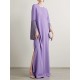 H-Line Long Sleeves Solid Color Split-Side Tasseled Round-Neck Maxi Dresses