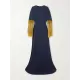 H-Line Long Sleeves Solid Color Split-Side Tasseled Round-Neck Maxi Dresses