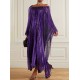 Batwing Sleeves Pleated Off-the-shoulder Maxi Dresses