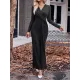 Bowknot Solid Color Bodycon Long Sleeves V-neck Maxi Dresses