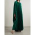 Batwing Sleeves Loose Pleated Solid Color Round-Neck Maxi Dresses