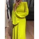 Ruffle Sleeves Skinny Belted Solid Color Round-Neck Maxi Dresses