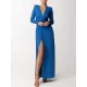 Long Sleeves Solid Color V-Neck Evening Maxi Dresses