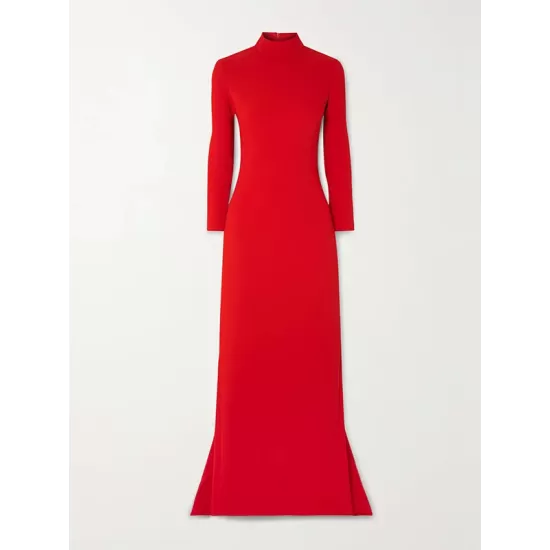 Long Sleeves Solid Color Half Turtleneck Evening Dresses Maxi Dresses