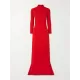 Long Sleeves Solid Color Half Turtleneck Evening Dresses Maxi Dresses