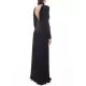 Long Sleeves Pleated Solid Color Split-Side V-Back High-Neck Evening Dresses Maxi Dresses