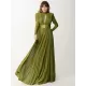 Long Sleeves Pleated Solid Color Split-Side V-Back High-Neck Evening Dresses Maxi Dresses