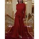 Solid Color Long Sleeves Mermaid Round-neck Maxi Dresses Evening Dresses