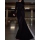 Solid Color Long Sleeves Mermaid Round-neck Maxi Dresses Evening Dresses