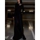 Solid Color Long Sleeves Mermaid Round-neck Maxi Dresses Evening Dresses