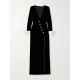 Asymmetric Buttoned Shoulder Pad Split-Front Long Sleeves Skinny Deep V-Neck Maxi Dresses