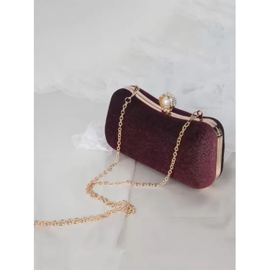 Vintage Solid Color Velvet Hand Bag