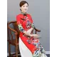 Red Split-Joint Seven-Quarter Sleeves Ao Dai Long Cheongsams