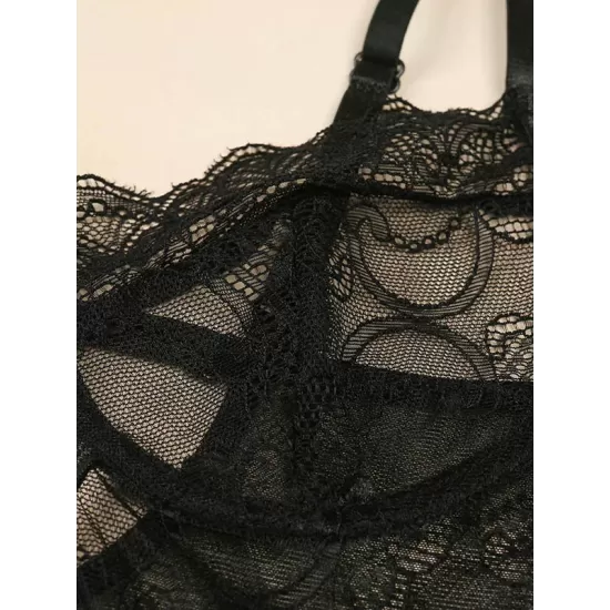 Sexy Lace Split-Joint Underwired Hollow Teddy Lingerie