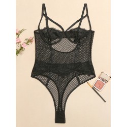 Sexy Gauze Underwired Split-Joint Teddy Lingerie