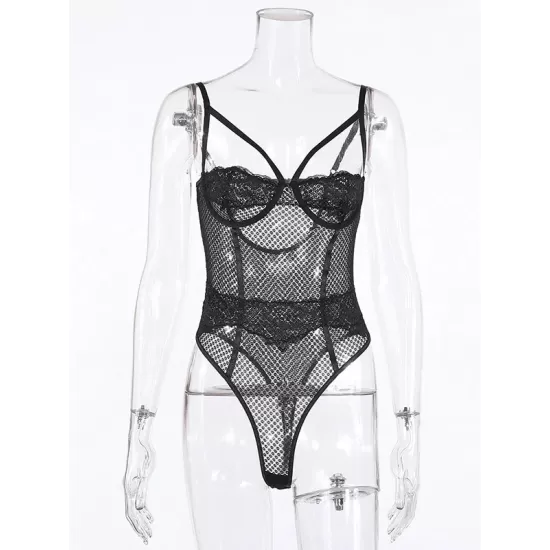 Sexy Gauze Underwired Split-Joint Teddy Lingerie