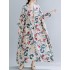 Casual Floral Printed Split-Joint Round-Neck Flared Batwing Sleeves Loose Maxi Dress