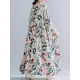 Casual Floral Printed Split-Joint Round-Neck Flared Batwing Sleeves Loose Maxi Dress