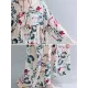 Casual Floral Printed Split-Joint Round-Neck Flared Batwing Sleeves Loose Maxi Dress