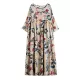 Casual Floral Printed Split-Joint Round-Neck Flared Batwing Sleeves Loose Maxi Dress