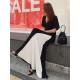 Black&White Split-joint V-neck Long Dress