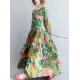 National Style Flower Printed Long Dress