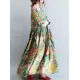 National Style Flower Printed Long Dress