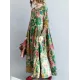 National Style Flower Printed Long Dress