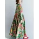 National Style Flower Printed Long Dress