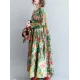 National Style Flower Printed Long Dress