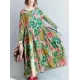 National Style Flower Printed Long Dress