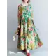 National Style Flower Printed Long Dress