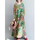 National Style Flower Printed Long Dress