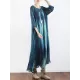 Artistic Retro 2 Pieces Printed Round-Neck Loose Maxi Dress