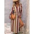 Vacation Loose Striped V-Neck Dress