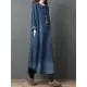 Loose Denim Shirt Maxi Dresses