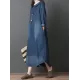 Loose Denim Shirt Maxi Dresses