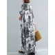 Ethnic Printed Vintage Plus Size V-Neck Loose Casual Dress