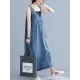 Loose Sleeveless Denim V-Neck Midi Dress