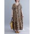 Loose Leopard V-Neck Batwing Sleeves Maxi Dress