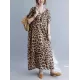 Loose Leopard V-Neck Batwing Sleeves Maxi Dress