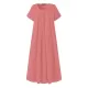 Simple Solid Color U-Neck Pleated Short Sleeves Maxi Dress