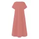 Simple Solid Color U-Neck Pleated Short Sleeves Maxi Dress