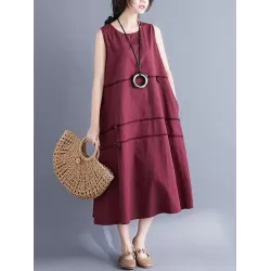 Casual Sleeveless A-line Long dress