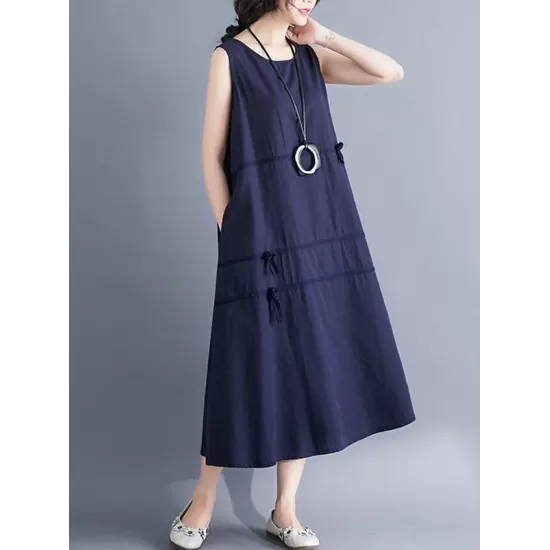 Casual Sleeveless A-line Long dress