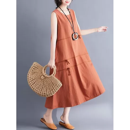 Casual Sleeveless A-line Long dress